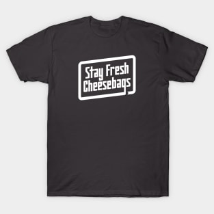 Stay Fresh Cheese Bags - Retro (White on Asphalt) T-Shirt